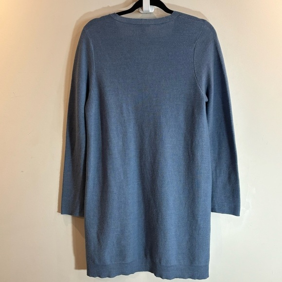 EILEEN FISHER Sz S Sweater 100% Merino Wool V-Neck Tunic Style Long Line Hi Low - Picture 3 of 4